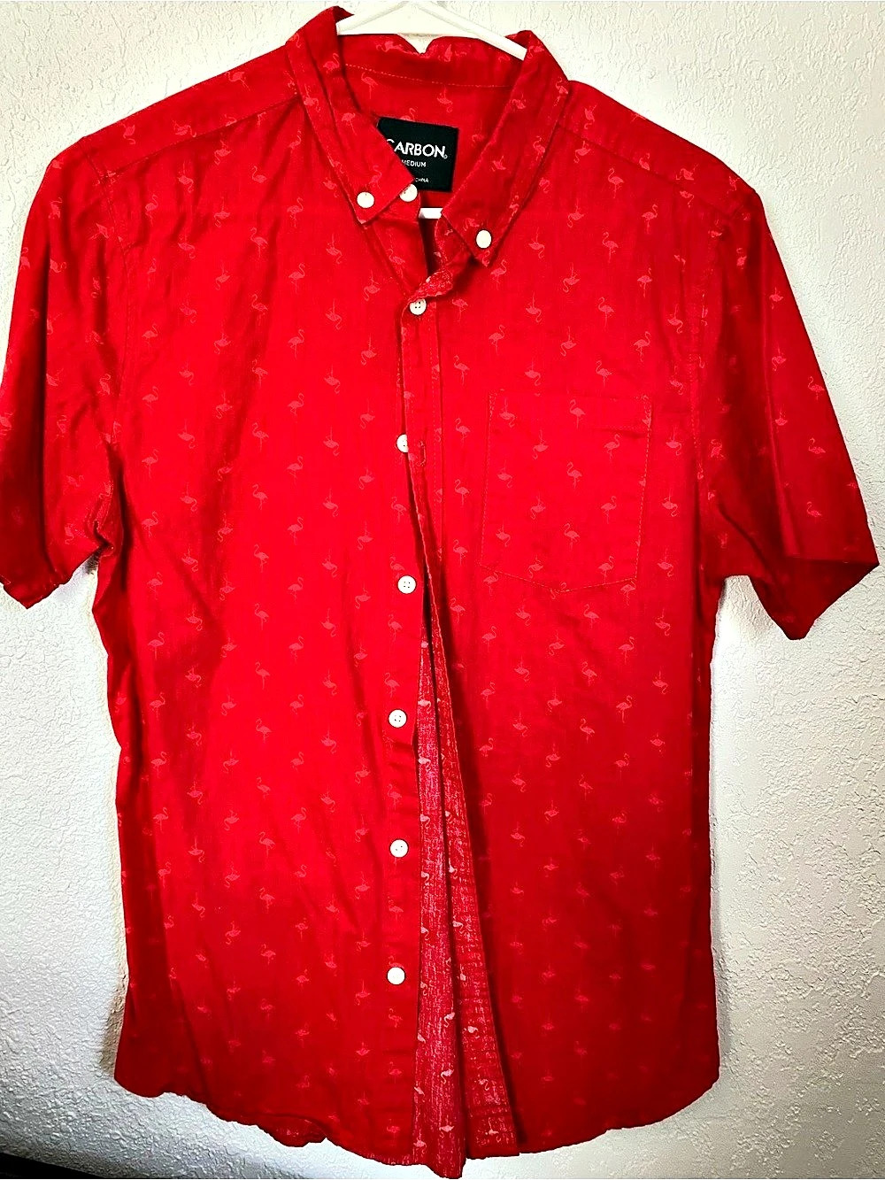 Carbon Flamingo Print Cotton Shirt Size Medium
